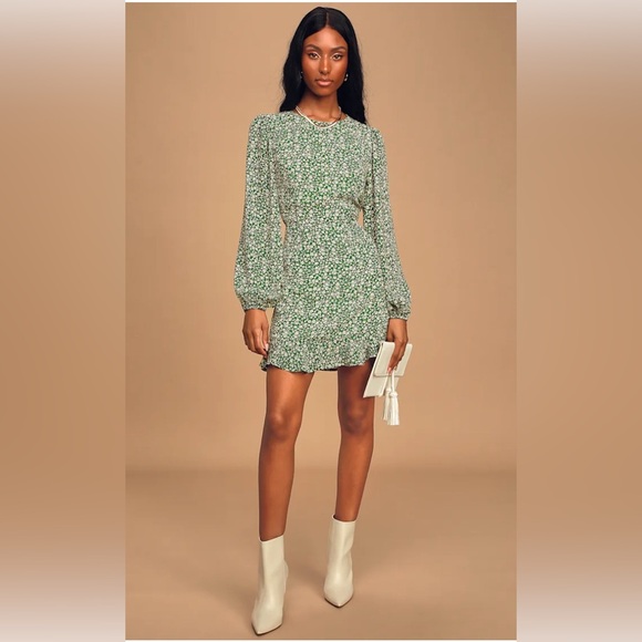 Lulus Dresses & Skirts - Womens Lulus Floral Open Back Ruffled Long Sleeve Prairie Cottagecore‎ Dress